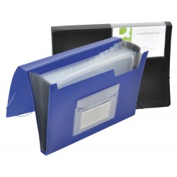 Mapa Cu Burduf A4, 13 Compartimente, Separatoare Color, Inchidere Cu Elastic, Q-connect - Negru