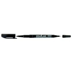 Marker Pentru Cd/dvd-uri, 2 Capete - 0.5mm Si 2.0mm, Corp Plastic, Molin - Negru