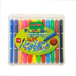 Creioane Cerate Subtiri, 12 Culori/cutie, Alpino Pintacolor Slim
