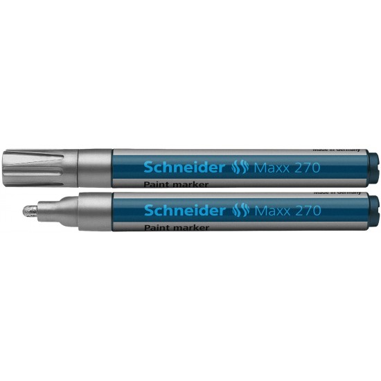 Marker Cu Vopsea Schneider Maxx 270, Varf Rotund 1-3mm - Argintiu