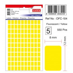 Etichete Autoadezive Color, 8 X 12 Mm, 550 Buc/set, Tanex - Galben Fluorescent