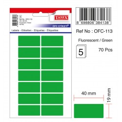 Etichete Autoadezive Color, 19 X 40 Mm, 70 Buc/set, Tanex - Verde Fluorescent