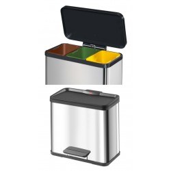 Cos Metalic Cu 3 Separatoare (11 Litri Fiecare), Pentru Reziduuri, Vepa Bins - Stainless Steel Mat