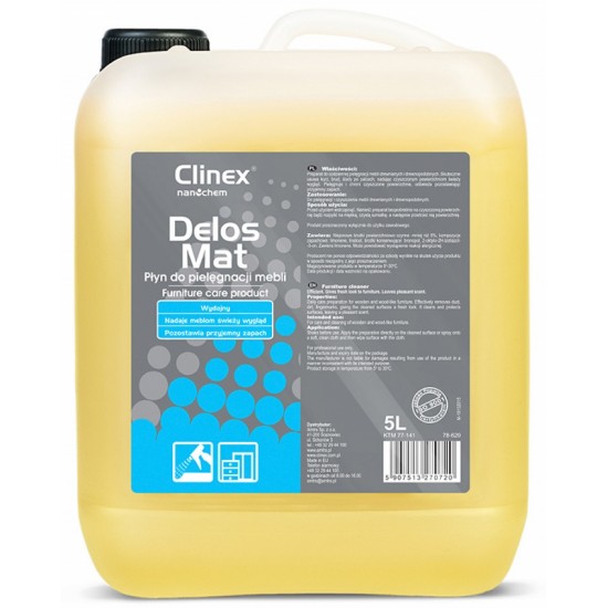 Clinex Delos Mat, 5 Litri, Cu Pulverizator, Solutie Pentru Curatat Mobila, Fara Efect De Stralucire