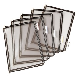 Buzunare Prezentare Pentru Display, A4, (10 Buc/set), Rama Metalica, Tarifold - Negru