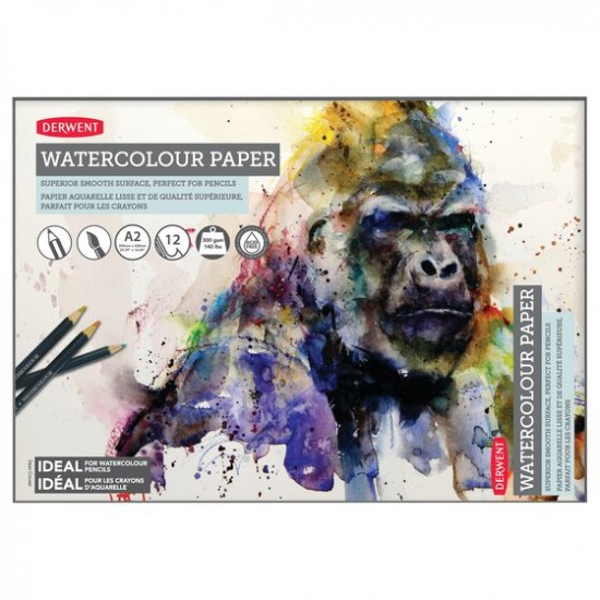 Caiet Pentru Desen Pe Baza De Apa Derwent Proffesional, A2, 12 Coli, 300 Gsm, Hartie Alba