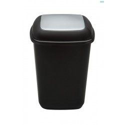 Cos Plastic Reciclare Selectiva, Capacitate 28l, Plafor Quatro - Negru Cu Capac Gri - Altele