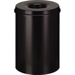 Cos Metalic Cu Capac Antifoc Pentru Hartii, 15 Litri, Helit - Negru