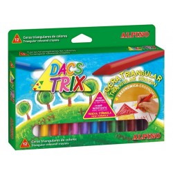 Creioane Cerate Soft, Triunghilare, Cutie Carton, 12 Culori/cutie, Alpino Dacstrix