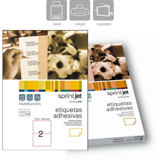 Etichete Autoadezive 2/a4, 210 X 148 Mm, 100 Coli/top, Sprintjet - Albe