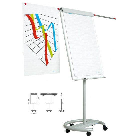 Flipchart Magnetic, 105 X 70 Cm, Cu Brate Laterale, Cu Rotile, Smit Vario