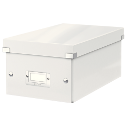 Cutie Depozitare Leitz Wow Click & Store, Carton Laminat, Pliabila, Cu Capac, 20x14x35 Cm, Alb