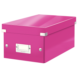 Cutie Depozitare Leitz Wow Click & Store, Carton Laminat, Pliabila, Cu Capac, 20x14x35 Cm, Roz