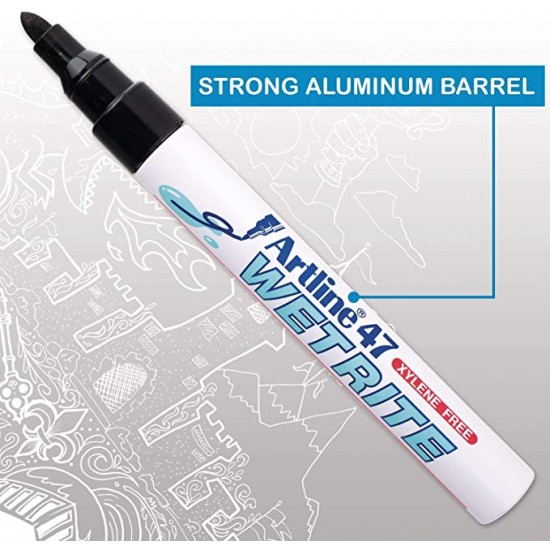 Marker Artline 47, Pentru Suprafete Umede, Corp Metalic, Varf Rotund 1.5mm - Negru