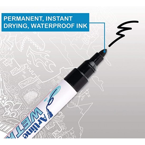 Marker Artline 47, Pentru Suprafete Umede, Corp Metalic, Varf Rotund 1.5mm - Negru