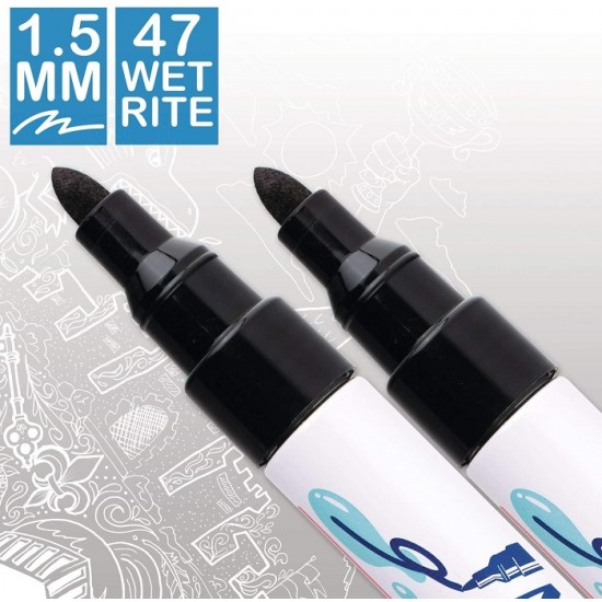 Marker Artline 47, Pentru Suprafete Umede, Corp Metalic, Varf Rotund 1.5mm - Negru