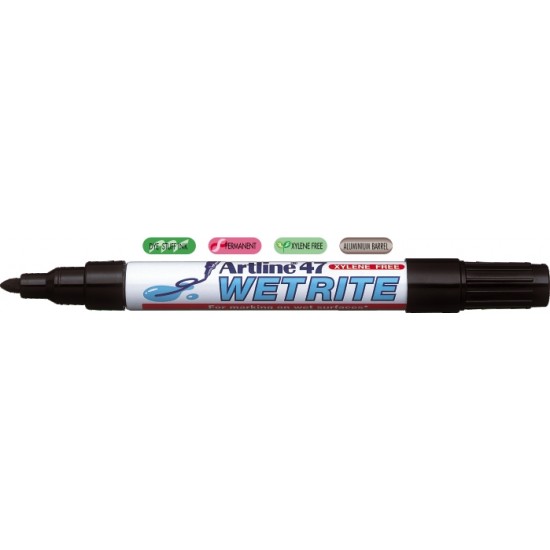 Marker Artline 47, Pentru Suprafete Umede, Corp Metalic, Varf Rotund 1.5mm - Negru