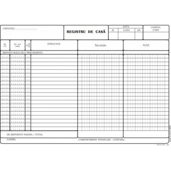 Registru Casa Autocopiativ, Format A4, 50 Set/ Carnet