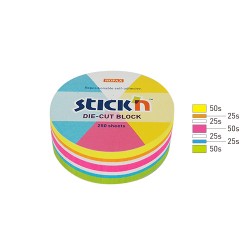 Notes Autoadeziv Die-cut - Cerc, 67 X 67 Mm, 250 File, Stick"n - 5 Culori Fluorescente