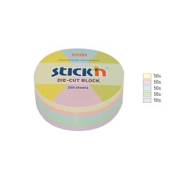 Notes Autoadeziv Die-cut - Cerc, 67 X 67 Mm, 250 File, Stick"n - 5 Culori Pastel