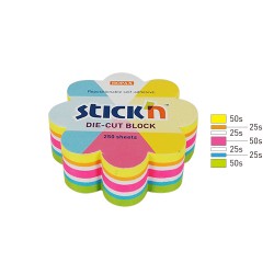 Notes Autoadeziv Die-cut - Floare, 67 X 67 Mm, 250 File, Stick"n - 5 Culori Fluorescente