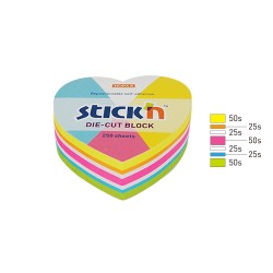 Notes Autoadeziv Die-cut - Inima, 64 X 67 Mm, 250 File, Stick"n - 5 Culori Fluorescente