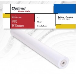 Rola Plotter A3, 80gr, 297mm X 50m, 2 Role/cutie, Optima - Premium