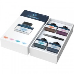 Set Cerneala Pastel Schneider, Cutie Cadou, 4 X 15ml Apricot, Lilac, Bermuda Blue, Ice Blue + 1 Conv