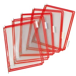 Buzunare Prezentare Pentru Display, A4, (10 Buc/set), Rama Metalica, Tarifold - Rosu