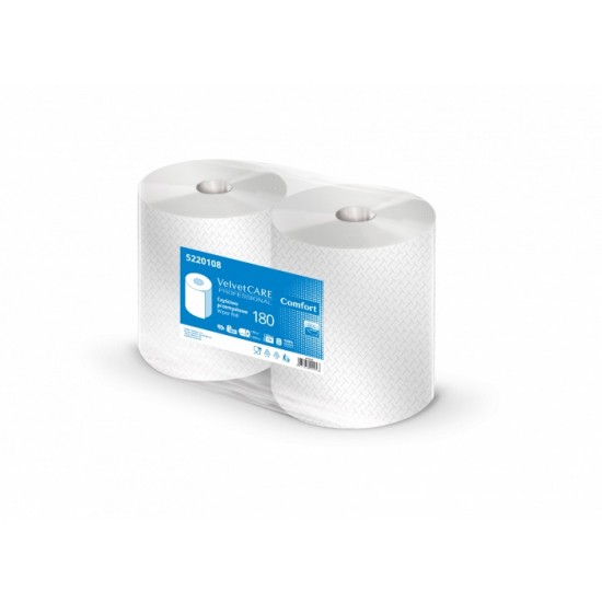 Rola Prosop Hartie Alba, 2 Straturi, 720portii, 180m, 2role/set, Uz Industrial, Velvet Professional