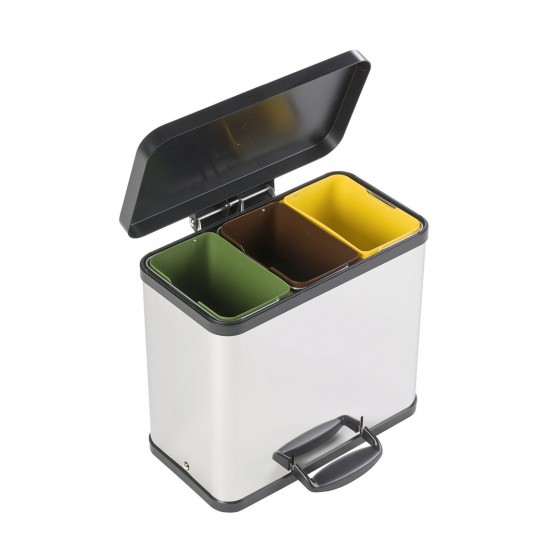 Cos Metalic Cu 3 Separatoare (11 Litri Fiecare), Pentru Reziduuri, Vepa Bins - Stainless Steel Mat